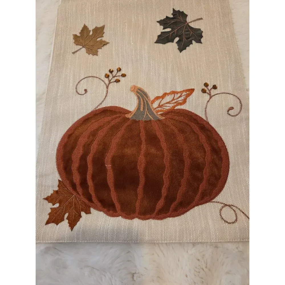 TJ Maxx Sample Pumpkin Table Runner 14x72 Applique Harvest Pre-Production Rare